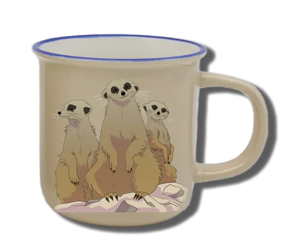 Handgemachte Tasse mit Erdmännchen-Motiv und Wunschname