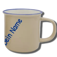 Handgemachte Tasse, Beispiel für Position des Wunschnamen