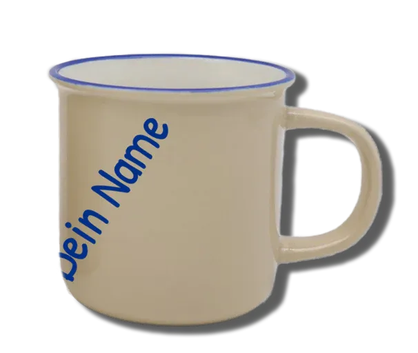 Handgemachte Tasse, Beispiel für Position des Wunschnamen