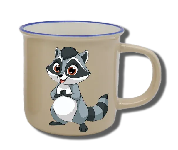 Handgemachte Tasse "Waschbär" mit Wunschname