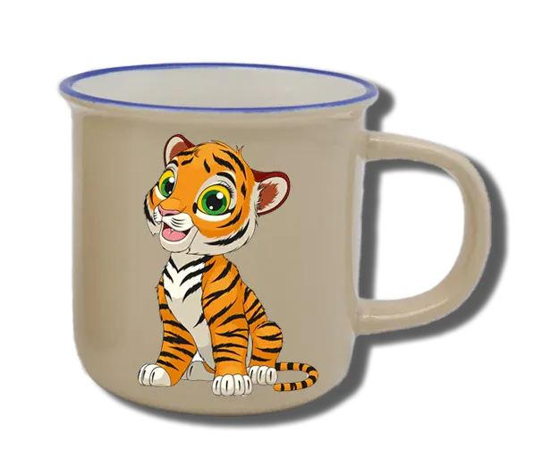 Handgemachte Tasse "Tiger" mit Wunschname