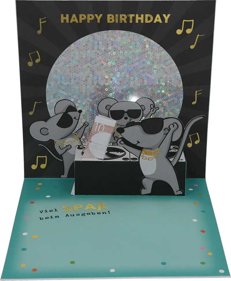 Pop-up-Musikkarte "Mäuse für dich!" mit Licht-Effekt