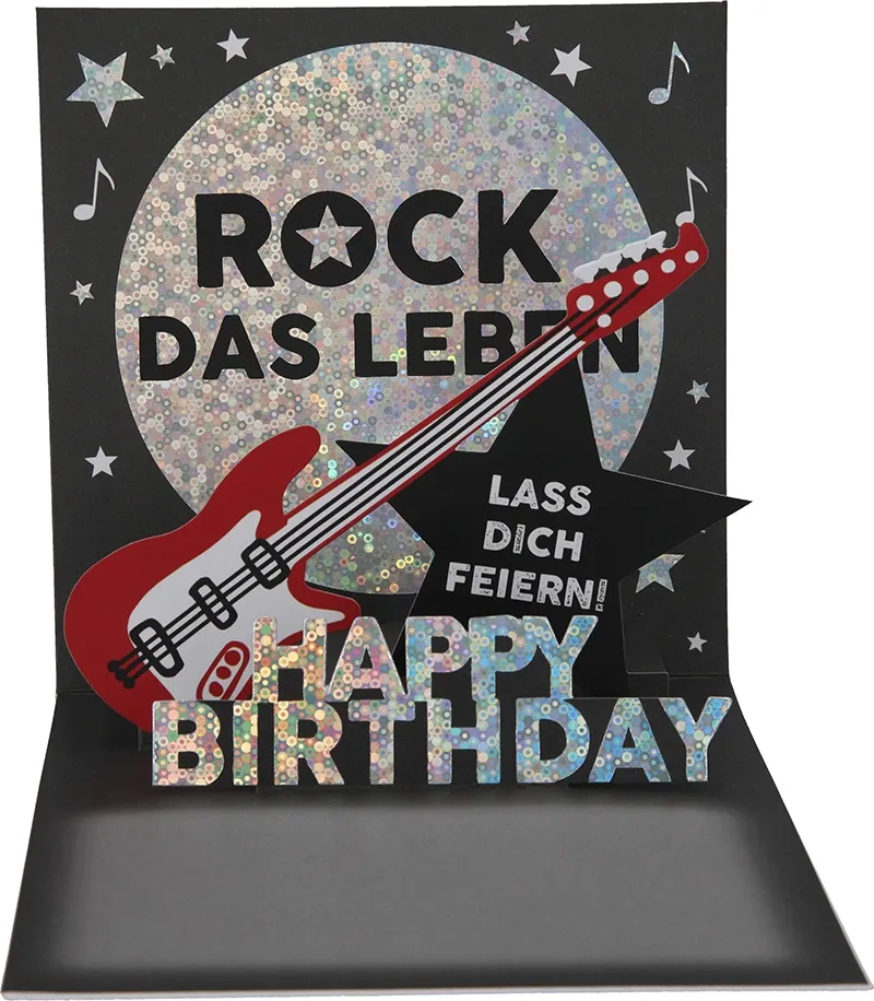 Pop-up-Musikkarte "Heute ist dein Tag" mit Licht-Effekt