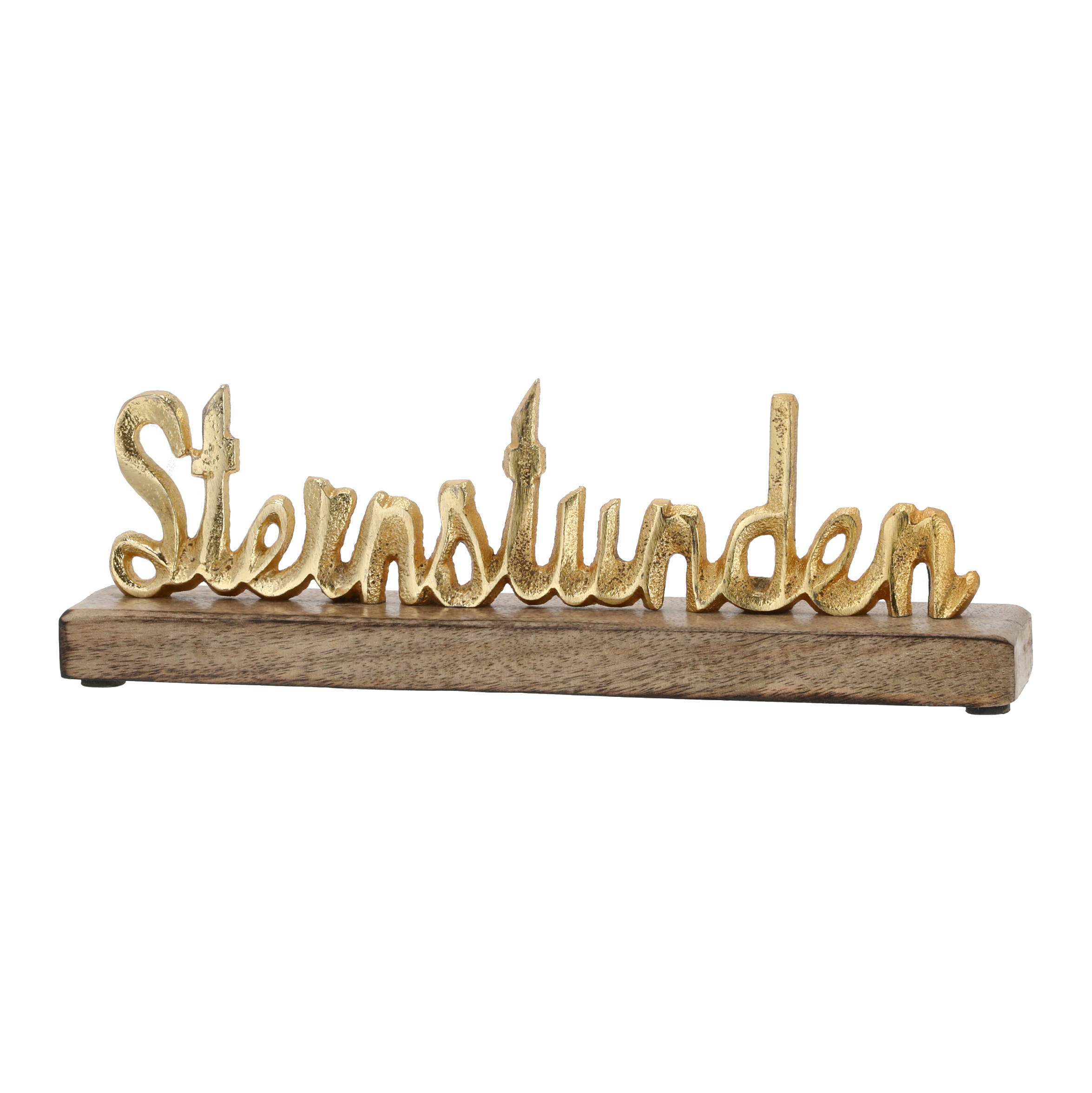 Schriftzug "Sternstunden" auf Holzfuß - Gold