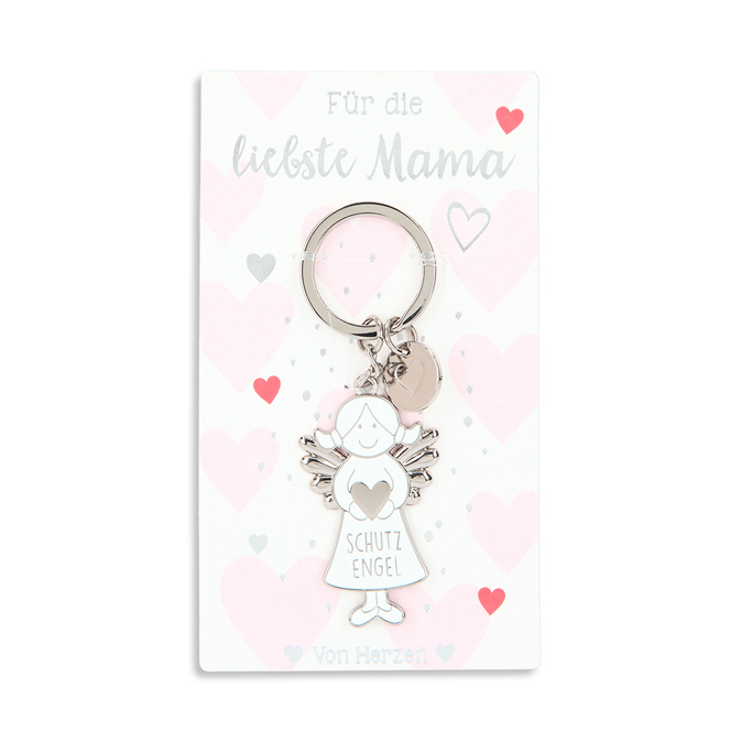 Schutzengel Anhänger weiß - "Für die liebste Mama"
