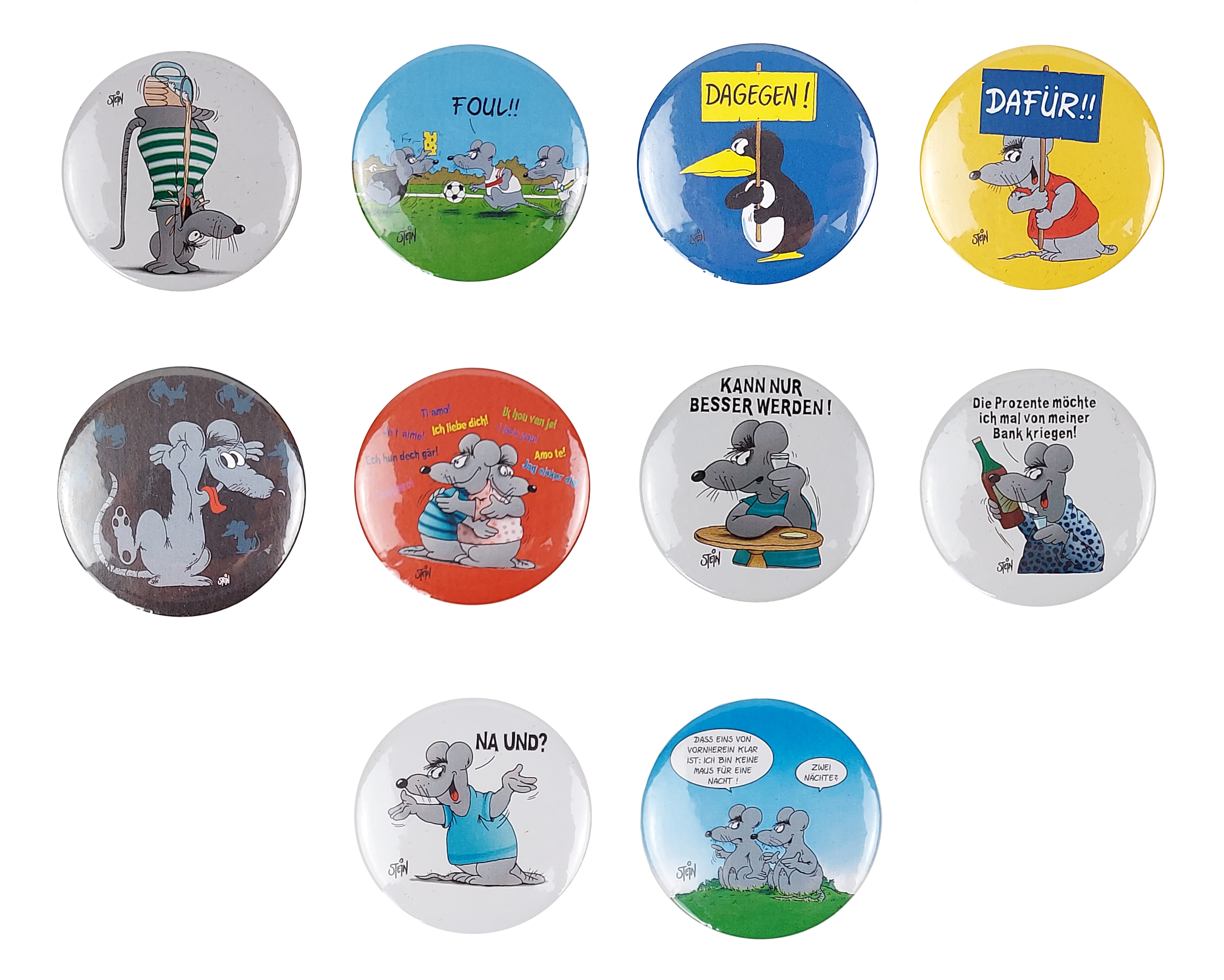 Uli Stein Flaschenöffner-Magnet, rund, verschiedene Motive