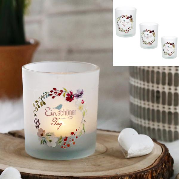 Teelichtglas 3er Set "Ein schöner Tag" - CEPEWA