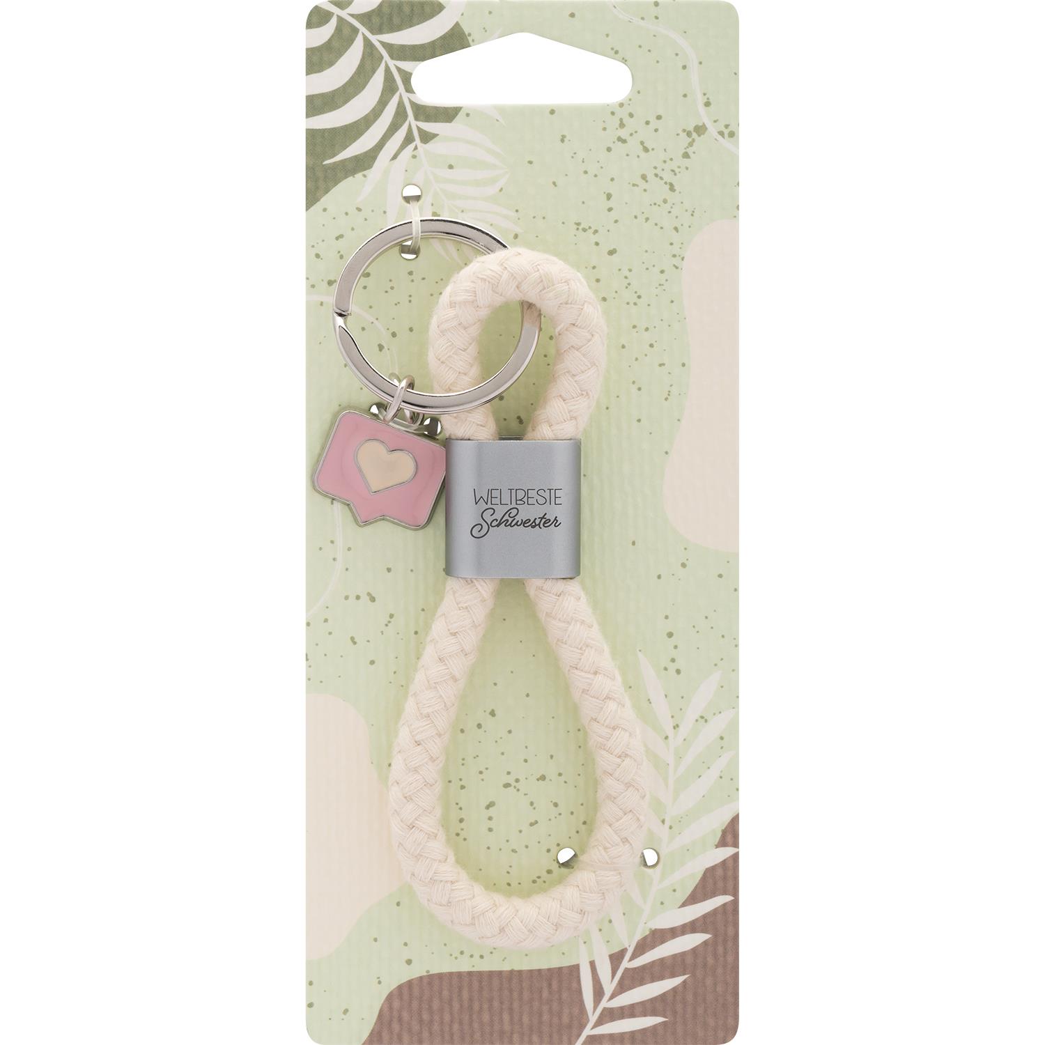 Sheepworld Schlüsselanhänger "Weltbeste Schwester" mit Baumwollkordel