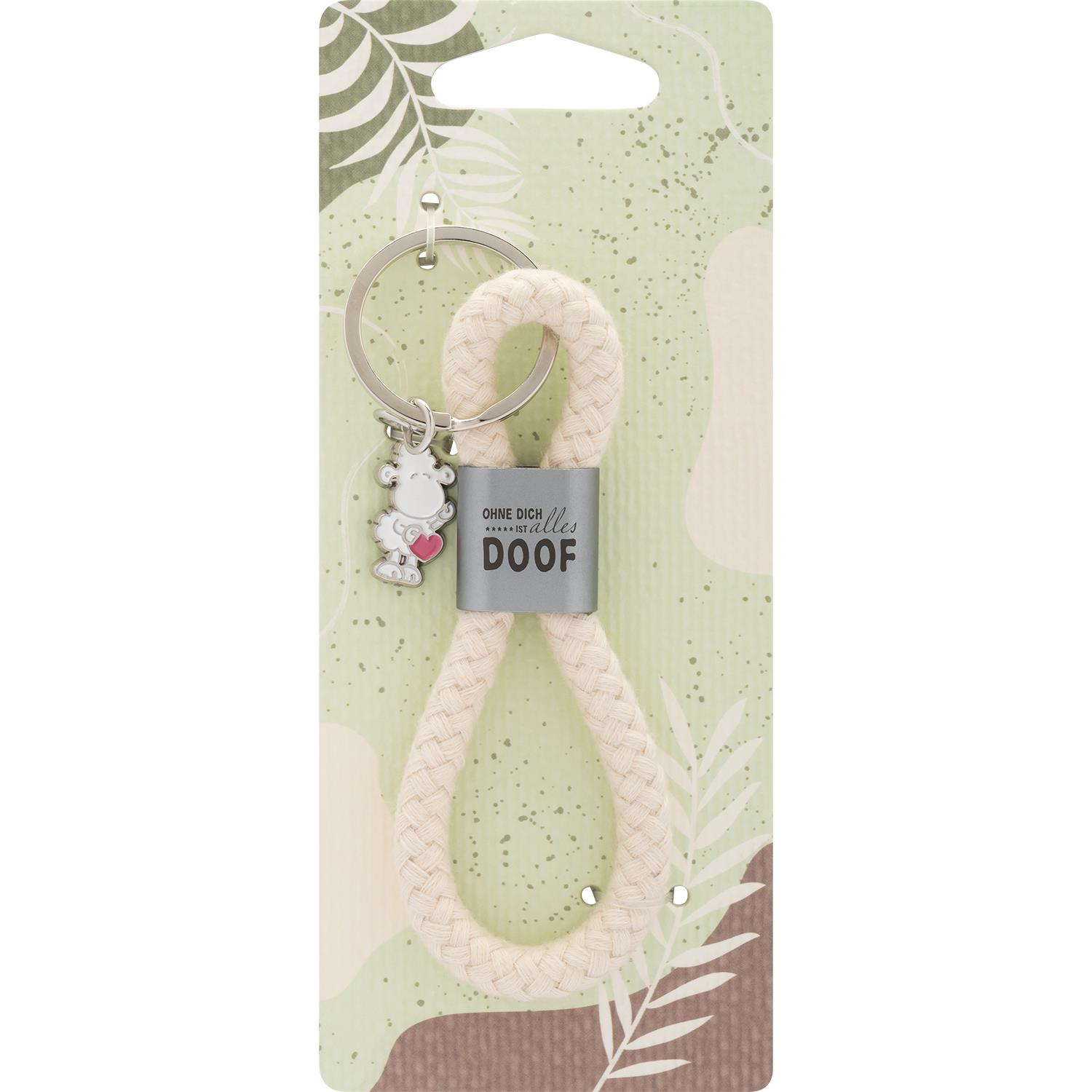 Sheepworld Schlüsselanhänger "Ohne dich ist alles doof" mit Baumwollkordel