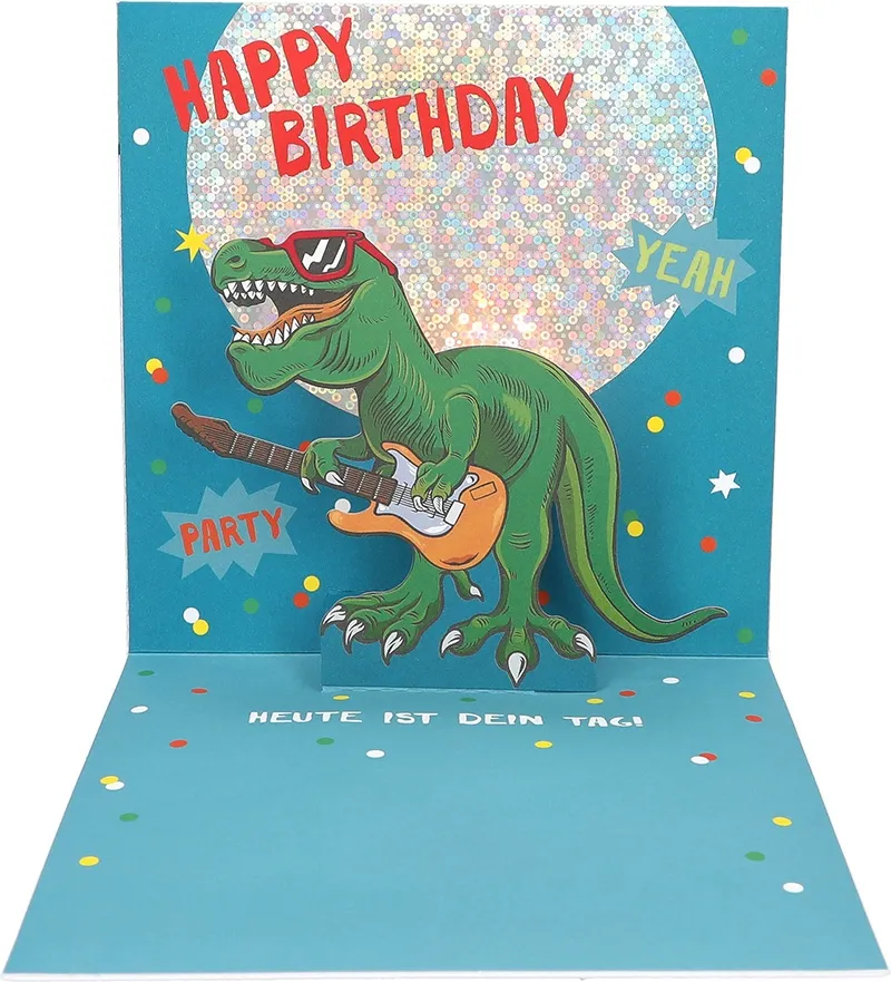 Pop-up-Musikkarte "I feel good" mit Licht-Effekt