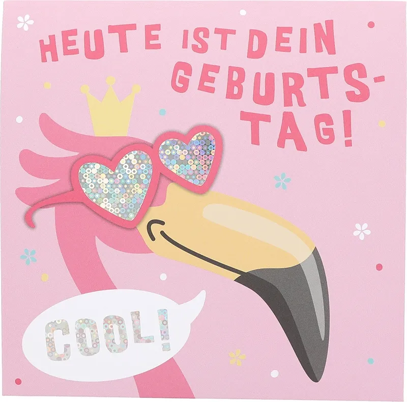 Pop-up-Musikkarte "Happy Birthday Flamingo" mit Licht-Effekt