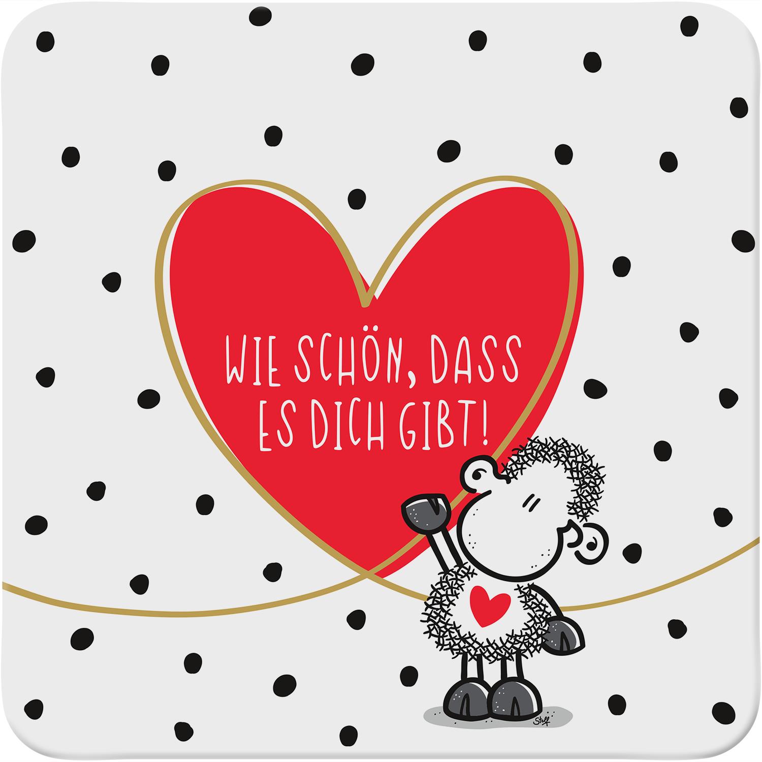 Untersetzer "Schön" mit Herz-Motiv von Sheepworld