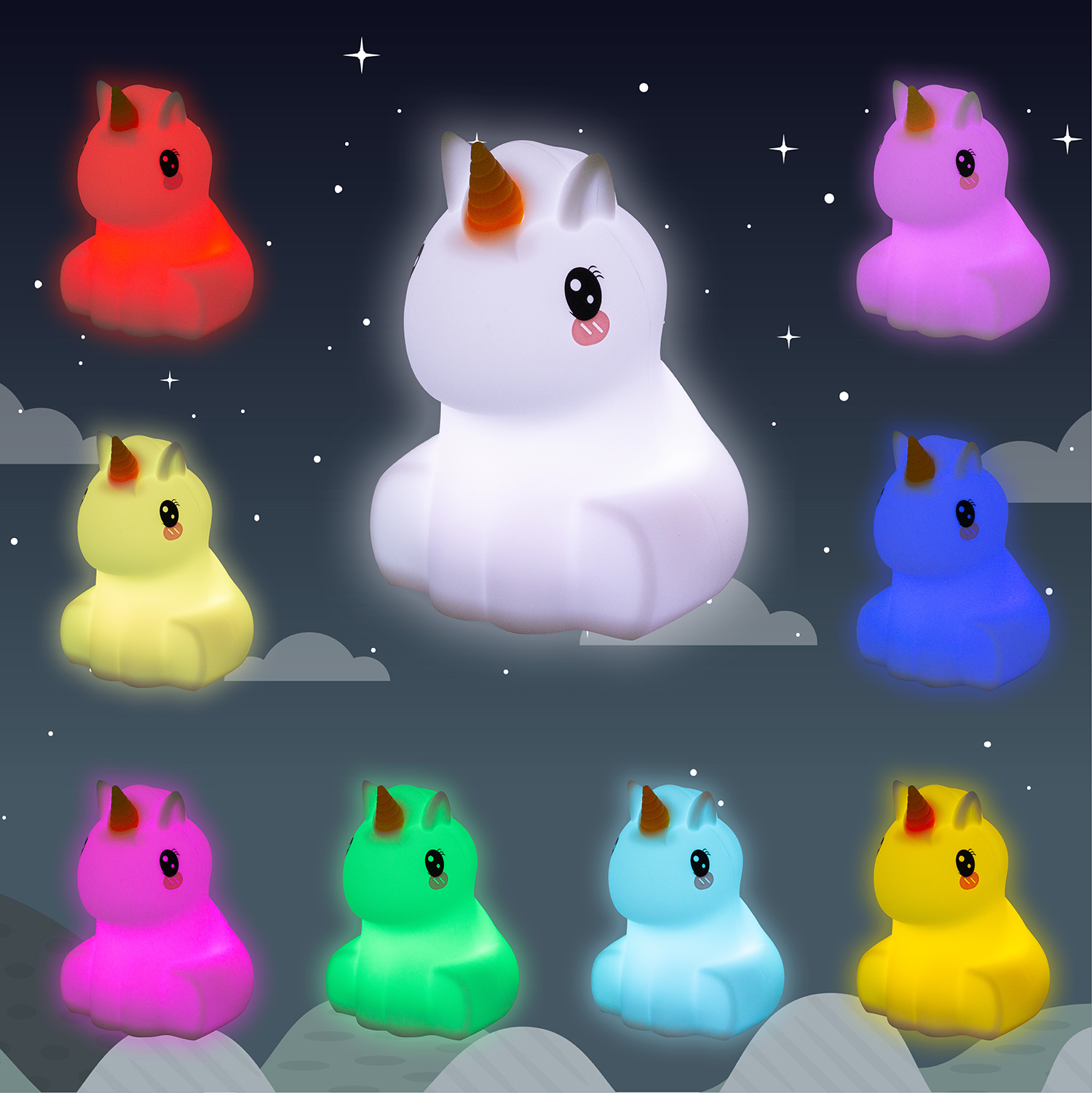 Ulysse – Nachtlicht “Einhorn” groß, verschiedene Lichtmodi