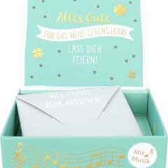 Geschenkbox mit Musik zum 70. Geburtstag “Heute”, aufgeklappt