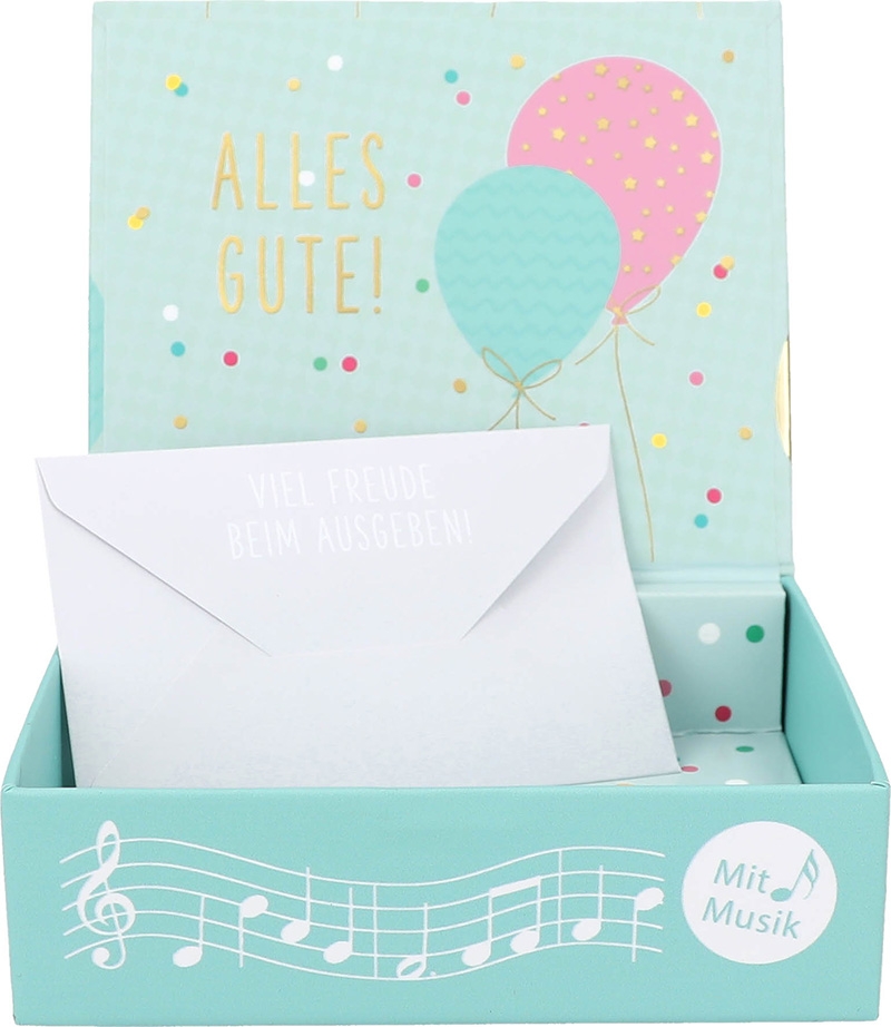 Geschenkbox mit Musik "Happy Birthday" mit Luftballons