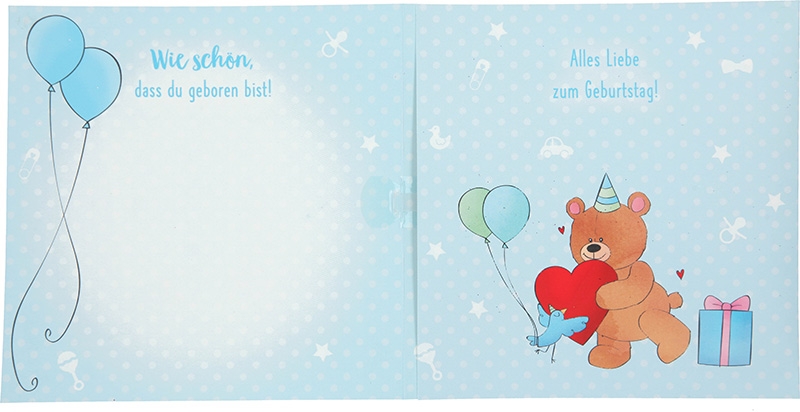 1. Geburtstag - Karte mit Musik / blau