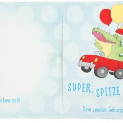 Musikkarte 2. Geburtstag / hellblau