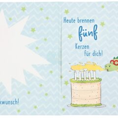 Musikkarte 5. Geburtstag / hellblau