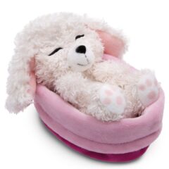 NICI Kuscheltier schlafender Pudel im Körbchen - 12 cm/weiß