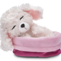 NICI Kuscheltier schlafender Pudel im Körbchen - 12 cm/weiß