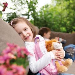 NICI Rucksack hellblau mit Löwe Plüschtier 25cm