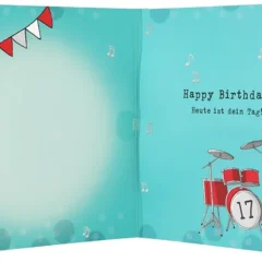 Musikkarte 17. Geburtstag / türkis, Innen