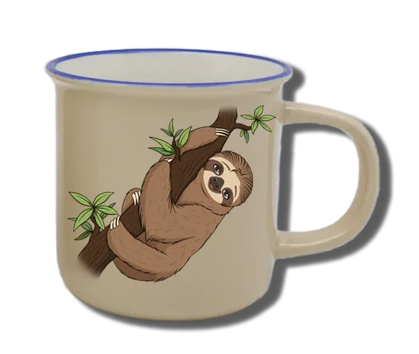 Handgemachte Tasse "Faultier" mit Wunschname