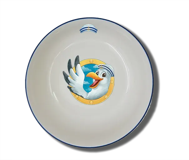 Handgemachte Schale Natur (Ø 15cm) "Bullauge & Möwe" mit Wunschname