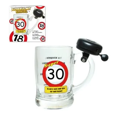 Bierkrug mit Klingel "30. Geburtstag"