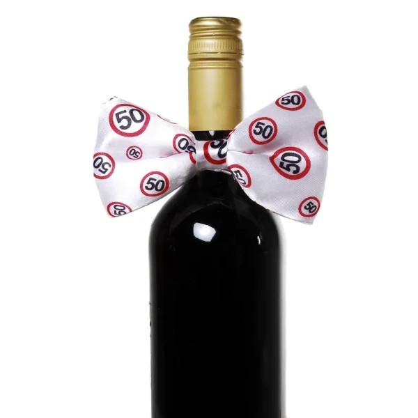 Flaschen-Deko "Fliege/Schleife" zum 50. Geburtstag