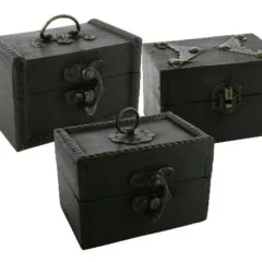 Schatulle in Holztruhenoptik Schwarz