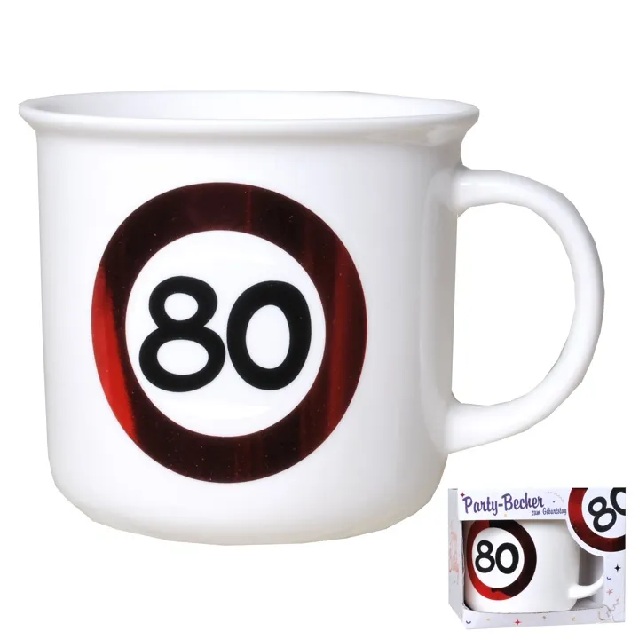 Party-Becher zum 80. Geburtstag "Verkehrsschild"