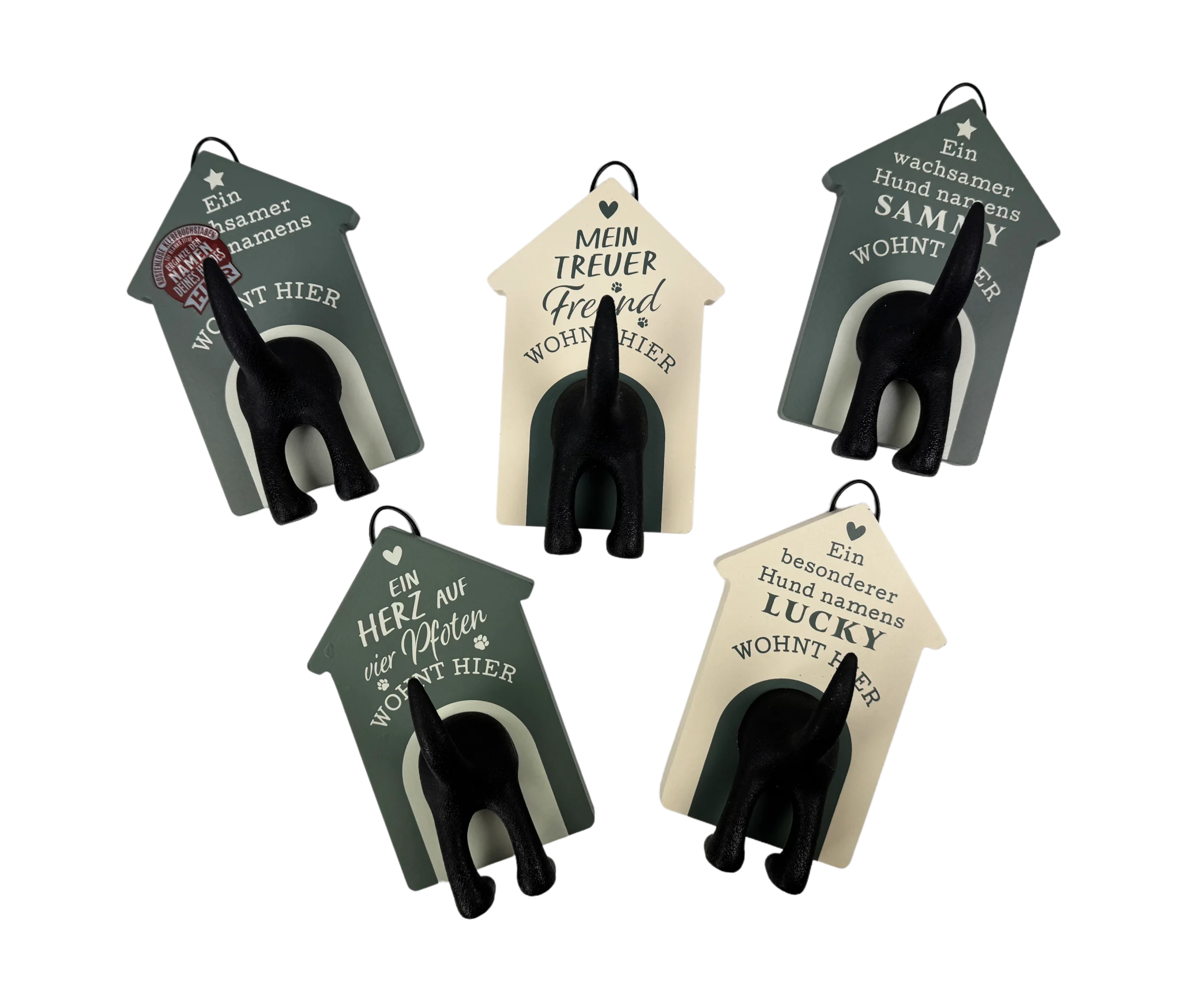 Personalisierter Leinenhalter mit Namen und Sprüchen, Collage