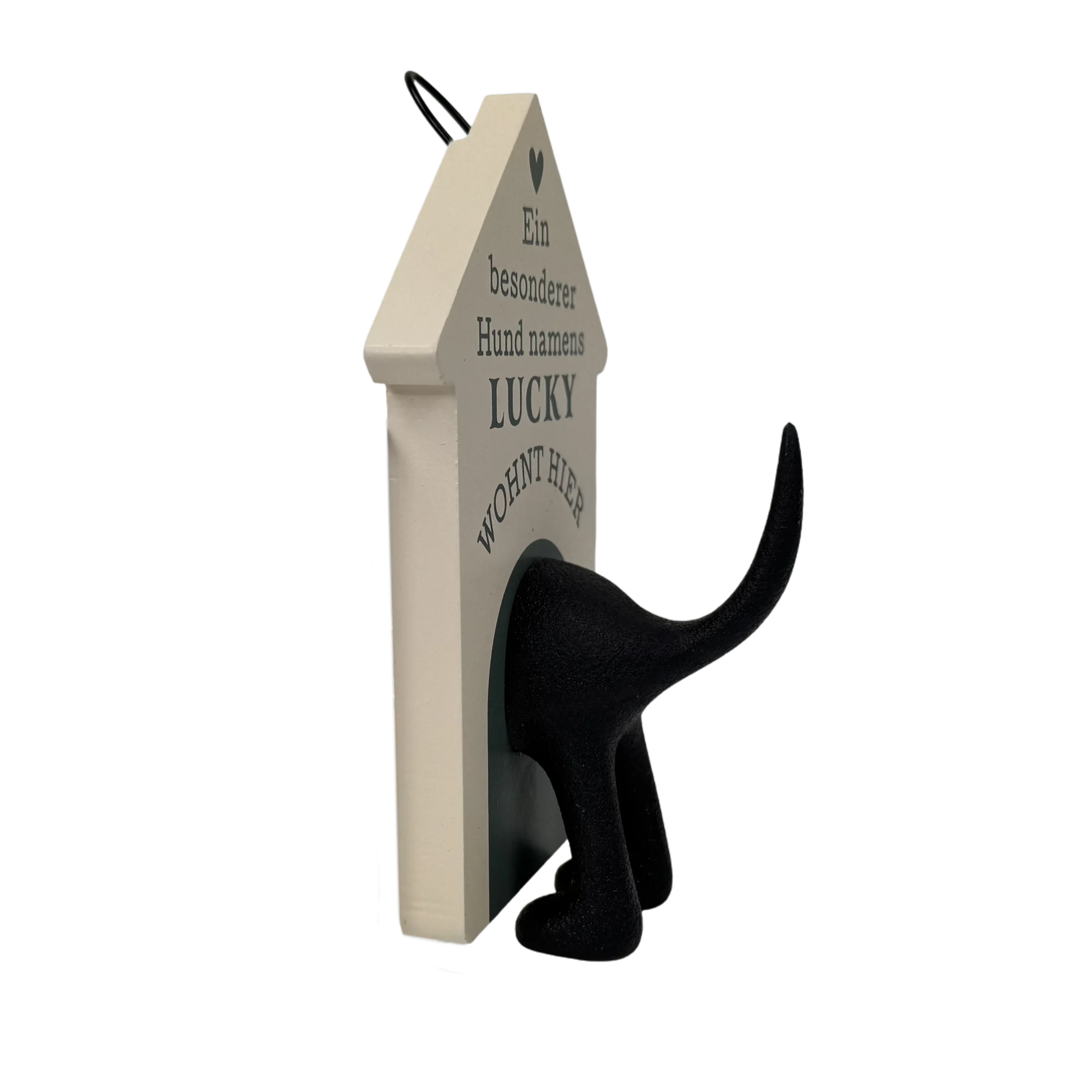 Personalisierter Leinenhalter mit Namen und Sprüchen, Seitenansicht