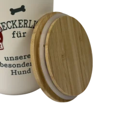 Personalisierte Vorratsdose für Hundeleckerlis mit Namen und Sprüchen