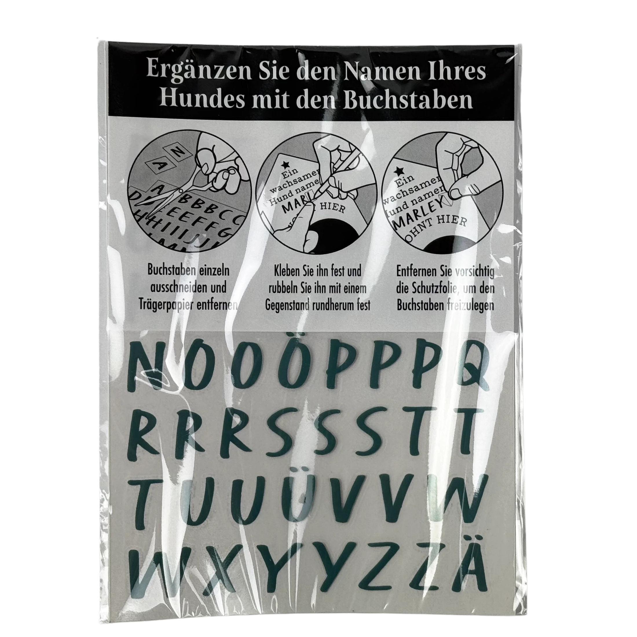 Klebebuchstaben für die Personalisierte Vorratsdose für Hundeleckerlis mit Namen und Sprüchen