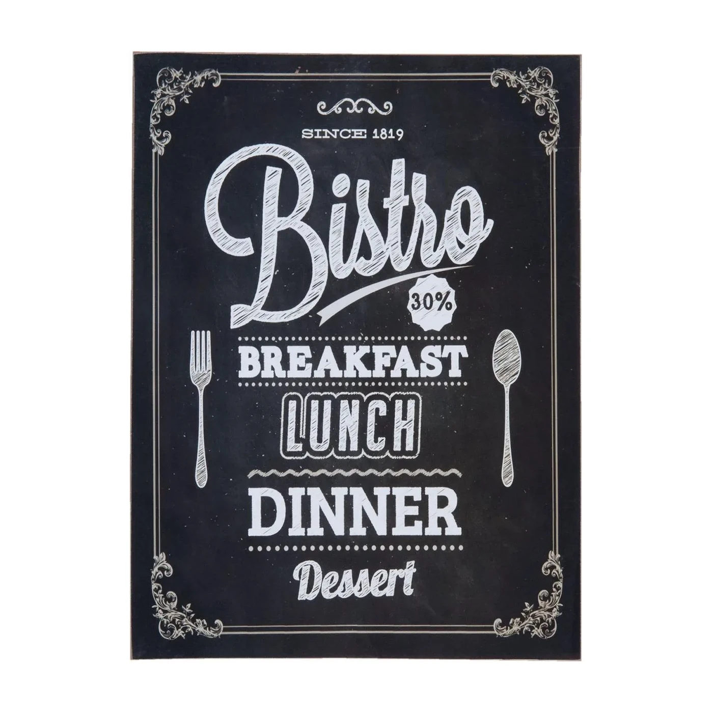 Bild "Bistro" Vintage, bedrucktes Papier auf MDF, 40 x 30 x 1 cm
