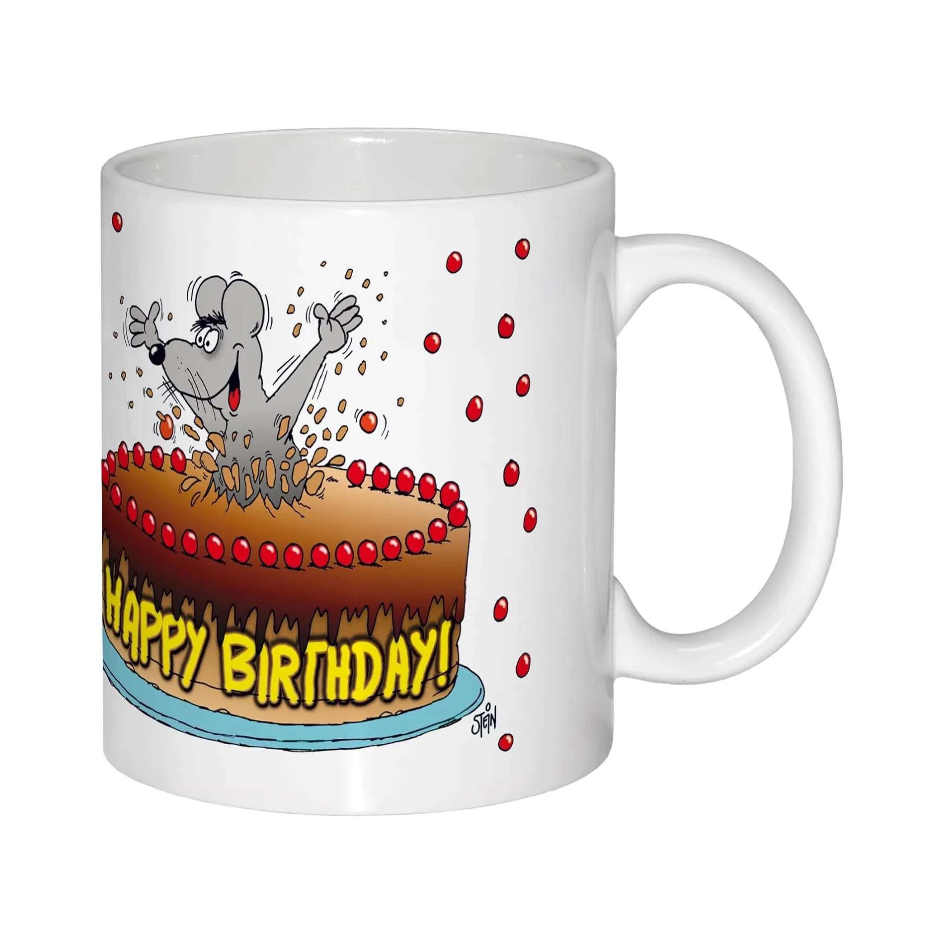 Uli Stein Becher "Happy Birthday" Maus in der Torte