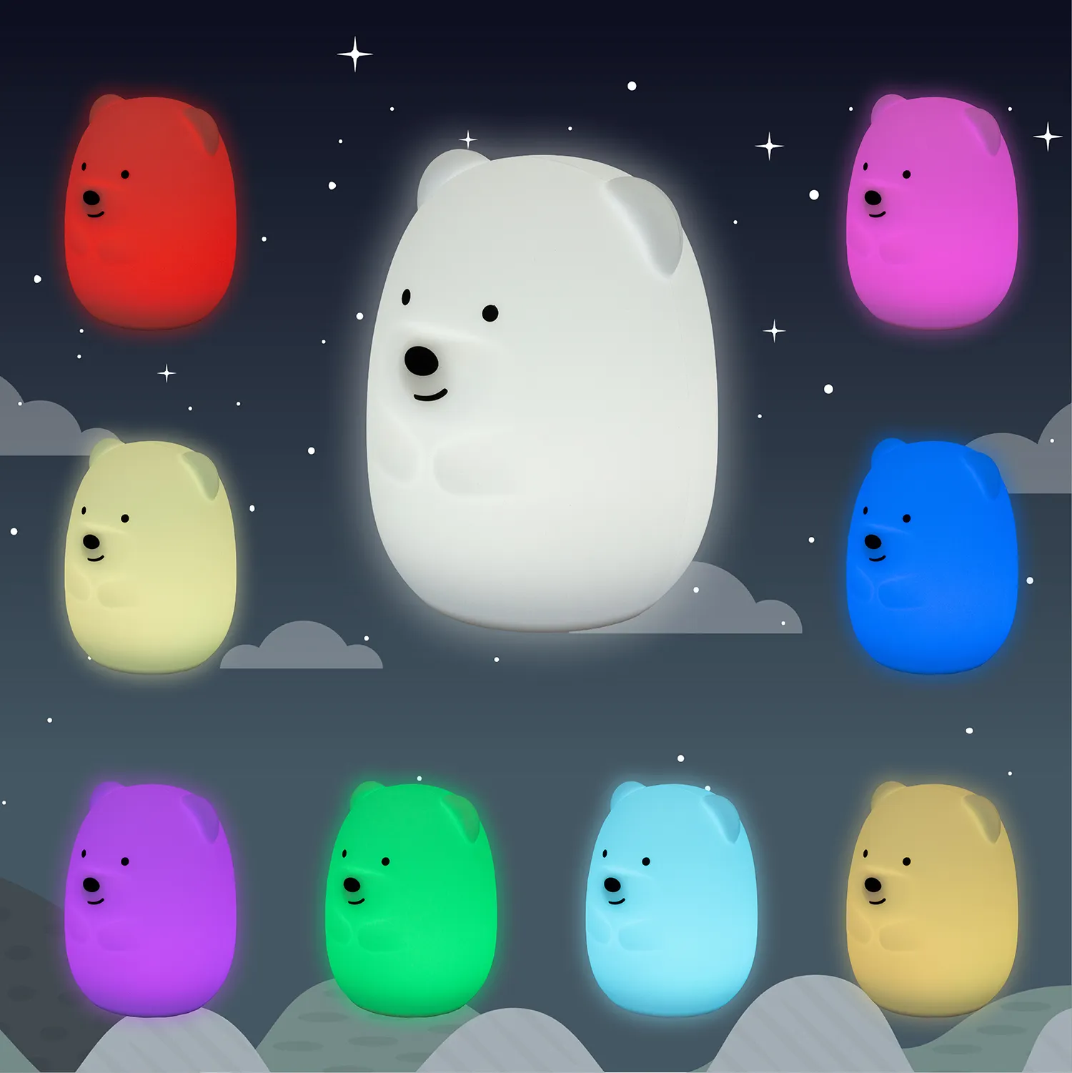 Ulysse – Nachtlicht “Bär”, verschiedene Lichtmodi