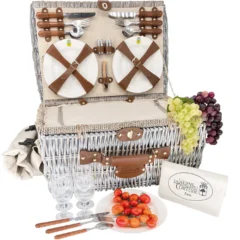 Zeigt den Picknickkorb "Angers" für 4 Personen mit komplette Zubehör