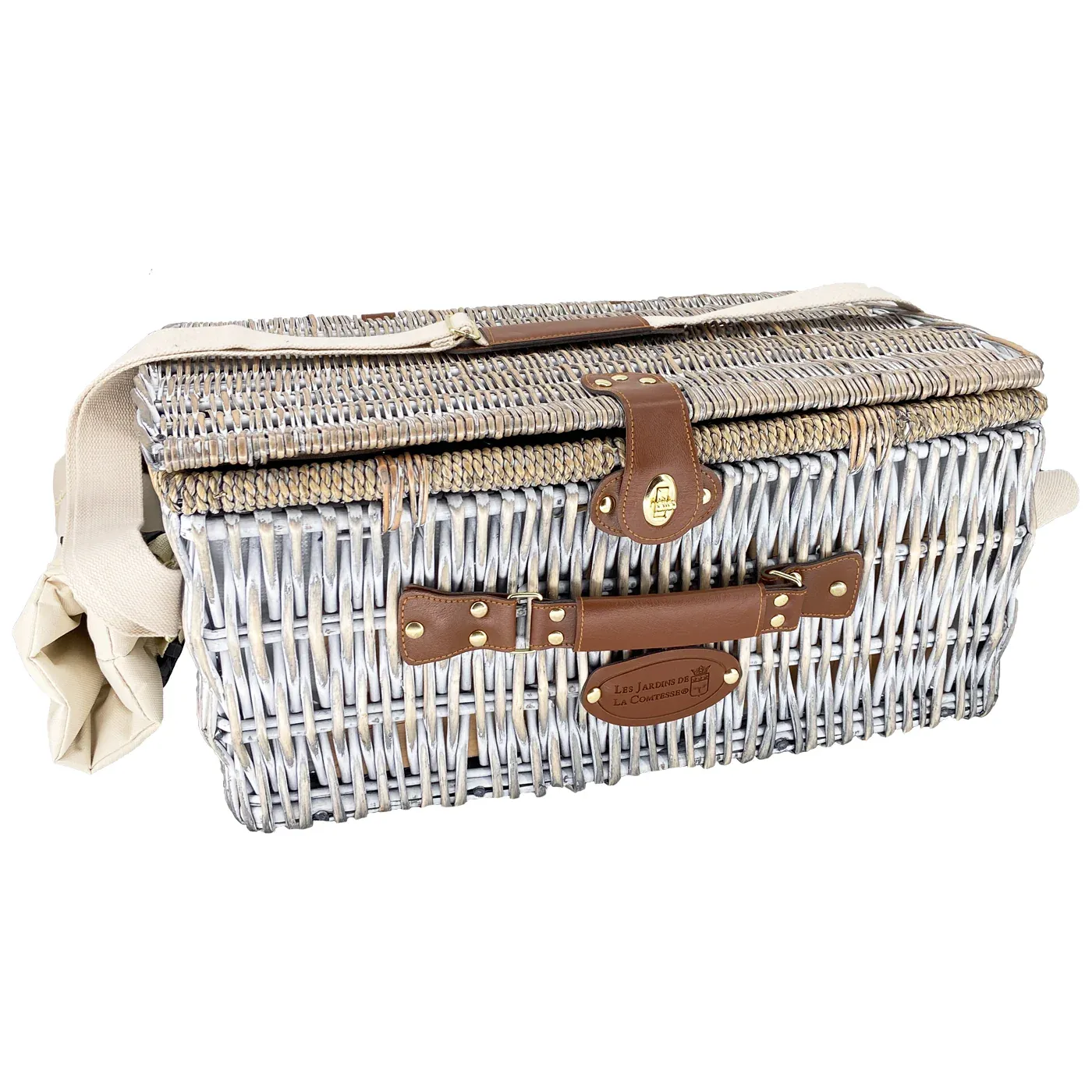 Zeigt dem Picknickkorb "Angers" für 4 Personen geschlossen mit Tragegurt