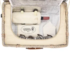 Zeigt das große Kühlfach vom Picknickkorb