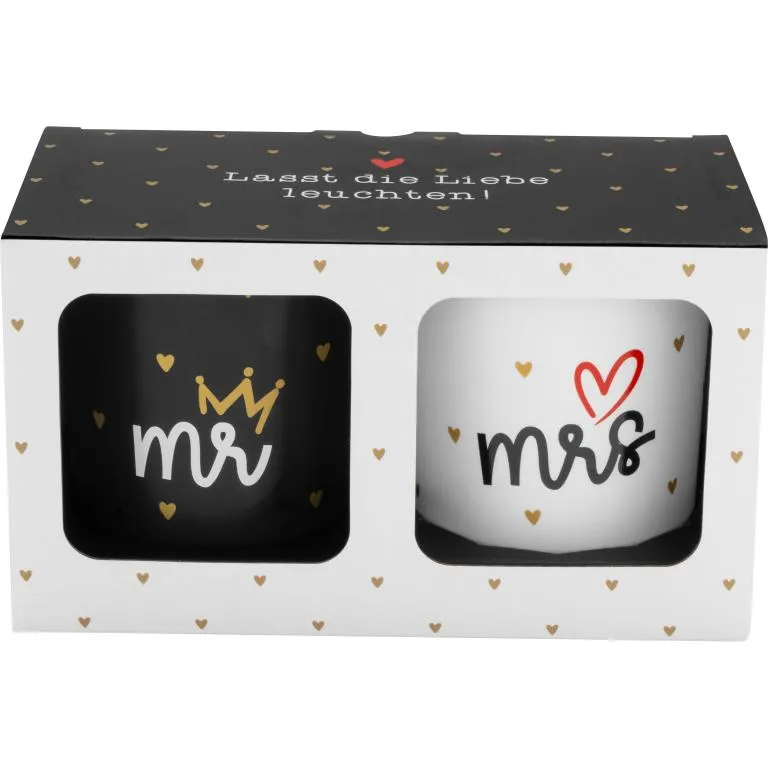 Sheepworld Kerzen-Set "mr & mrs" mit Vanilleduft, bestehend aus zwei Kerzen