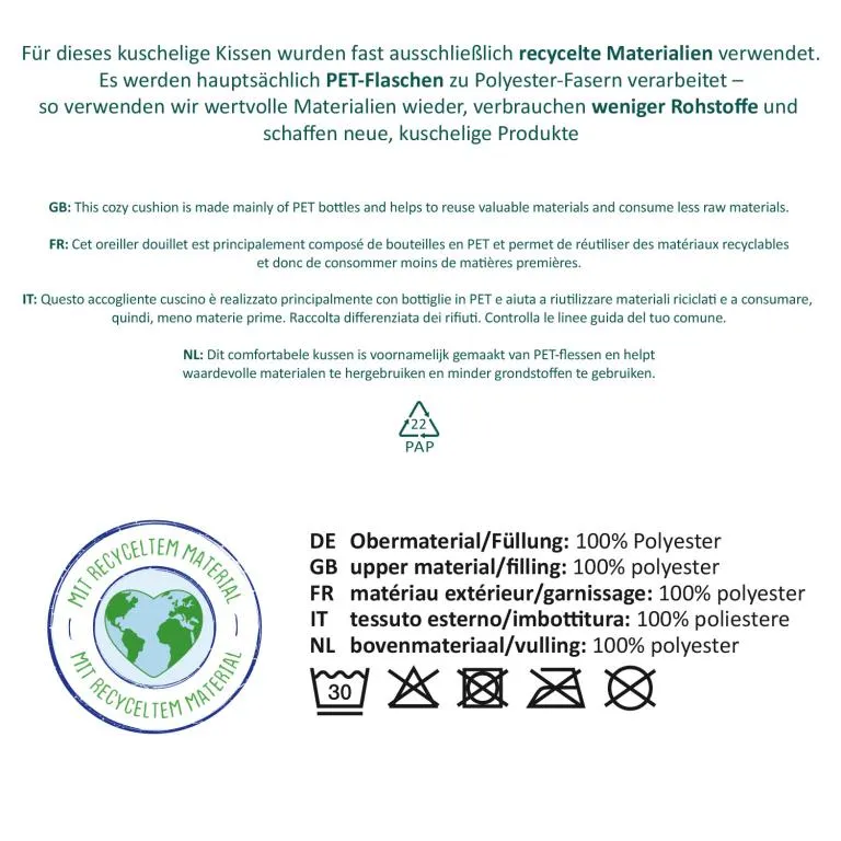 Sheepworld Plüschkissen "Herzensmama", 25 x 25 cm