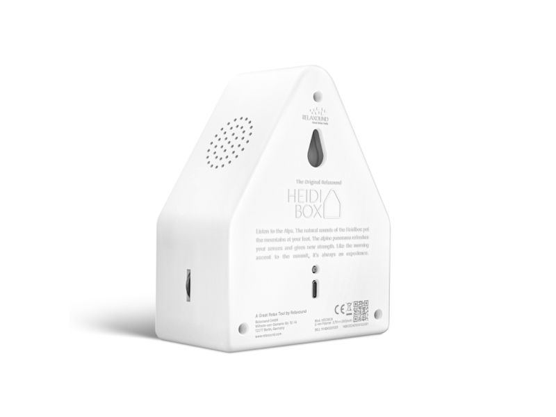 HeidiBox Rückseite mit Ladebuchse, Lautstärkeregler