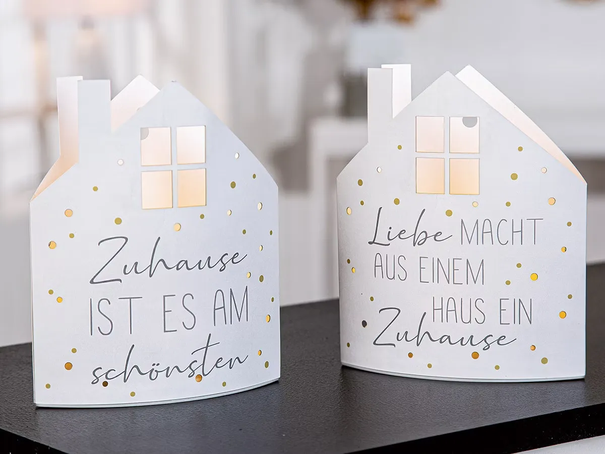 Dekoleuchte "Zuhause" aus Papier, Stimmungsbild