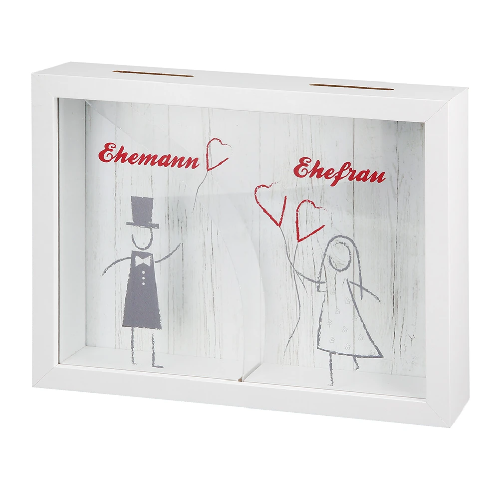 Spardose "Hochzeitspaar" mit Glasfront