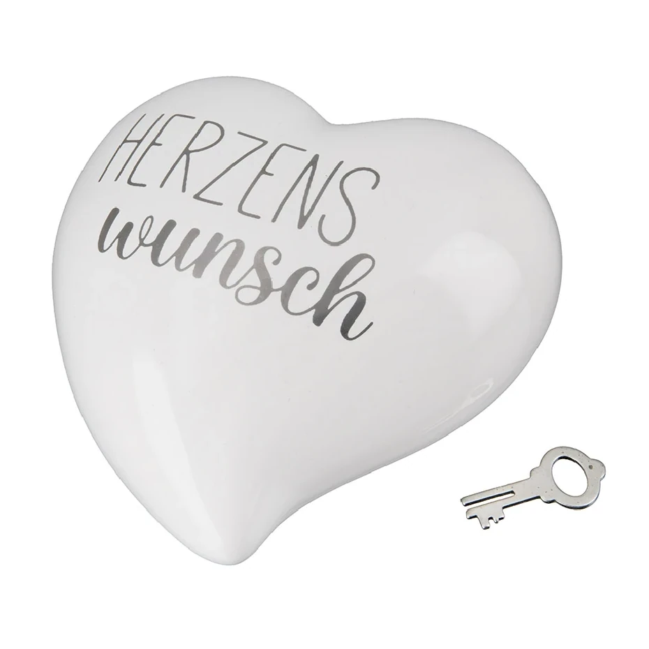 Herz-Spardose "Herzenswunsch" aus Porzellan