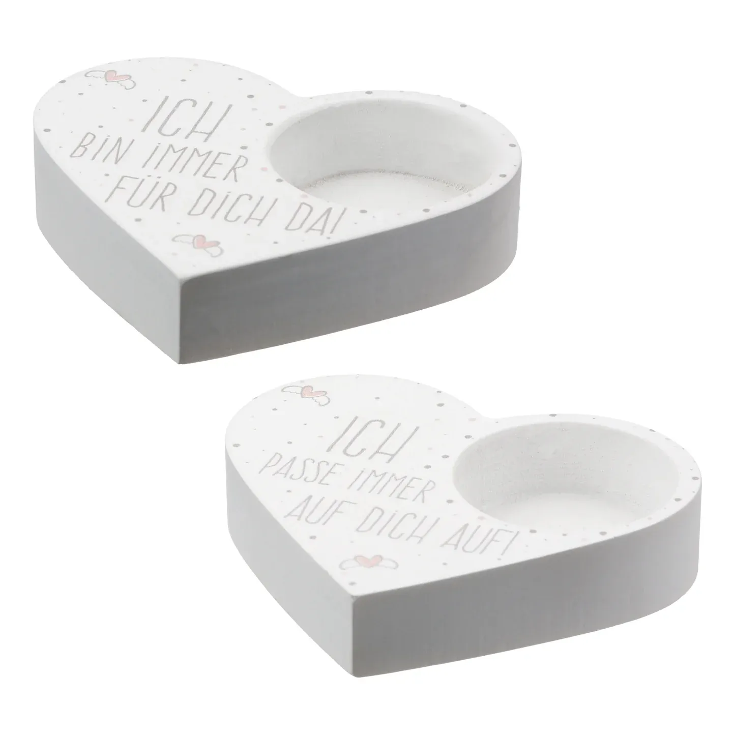 Teelichtleuchter "Herzchen" aus Gips mit Teelicht