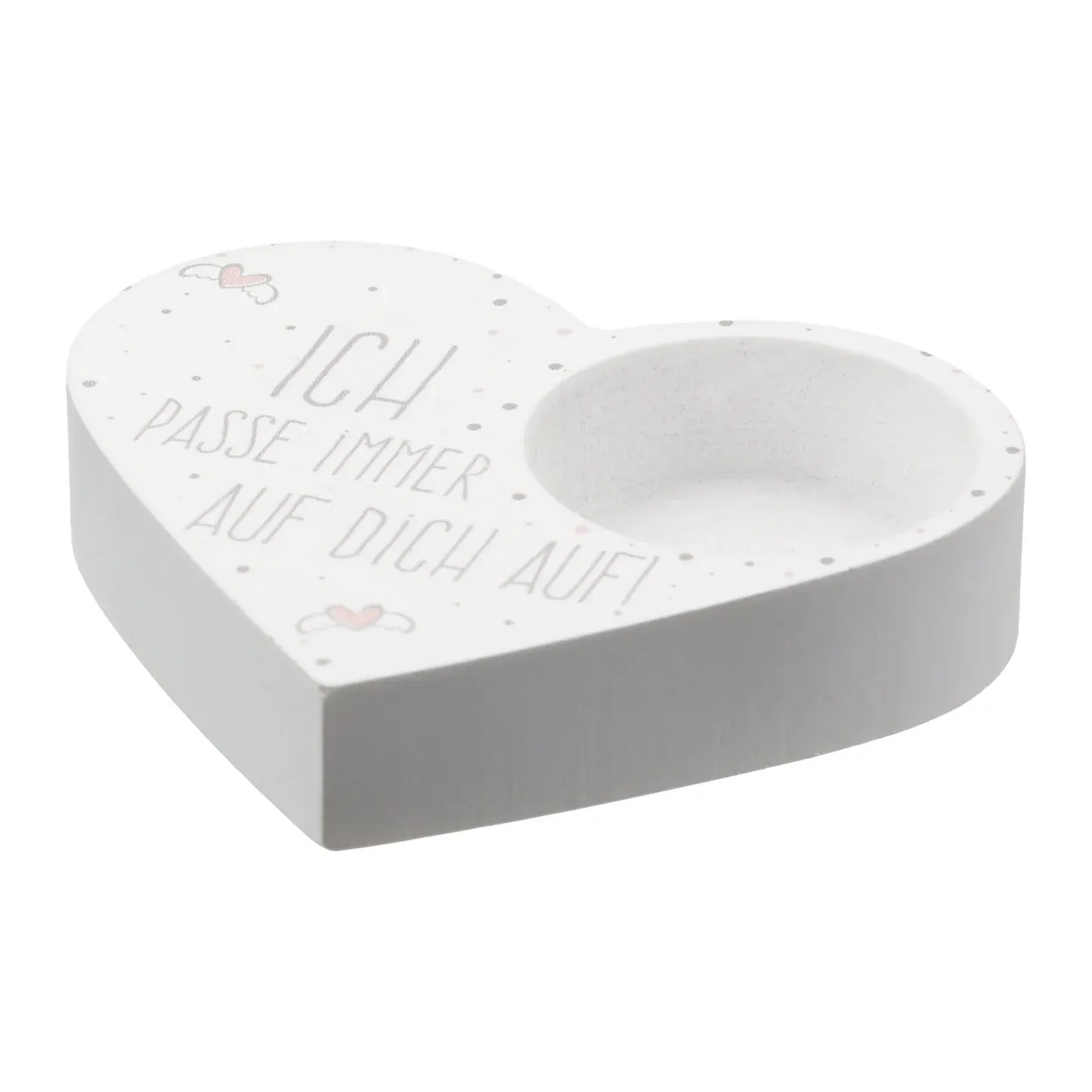 Teelichtleuchter "Herzchen" aus Gips mit Teelicht